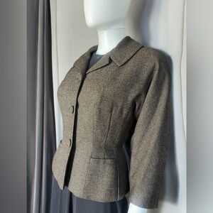 Vintage Brown Virgin Wool Peplum Style Jacket by Forstmann